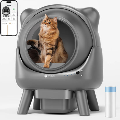 Amicura Cura X1 Smart Automatic Self-Cleaning Cat Litter Box with App Control and Splash-Proof Large-Capacity Design