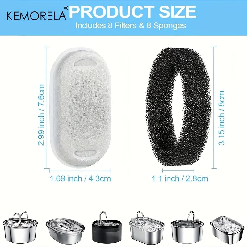 12/15PCS Activated Carbon Sponge Filters – Replacement for Stainless Steel Cat Water Fountain