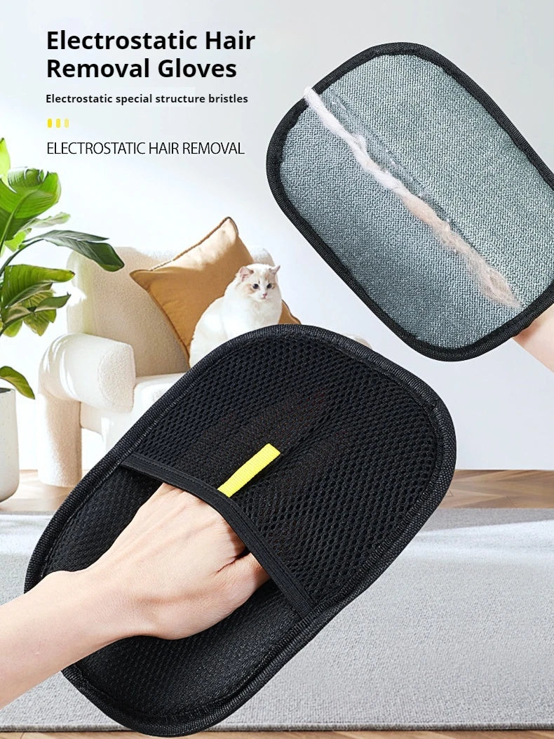 Reusable Pet Hair Remover Gloves – Electrostatic Grooming Brush for Dogs & Cats, Ideal for Clothes & Furniture