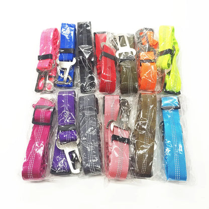Adjustable Reflective Dog Car Seat Belt Harness – Elastic Shock-Absorbing Travel Safety Strap
