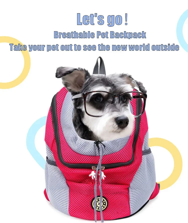 Breathable Pet Carrier Backpack – Adjustable Front Travel Bag with Reflective Strips for Dogs & Cats