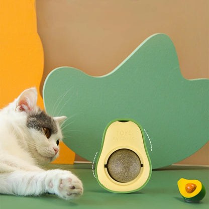 Natural Catnip Wall Ball Toy – Rotating Dental Cleaning & Scratching Toy for Cats