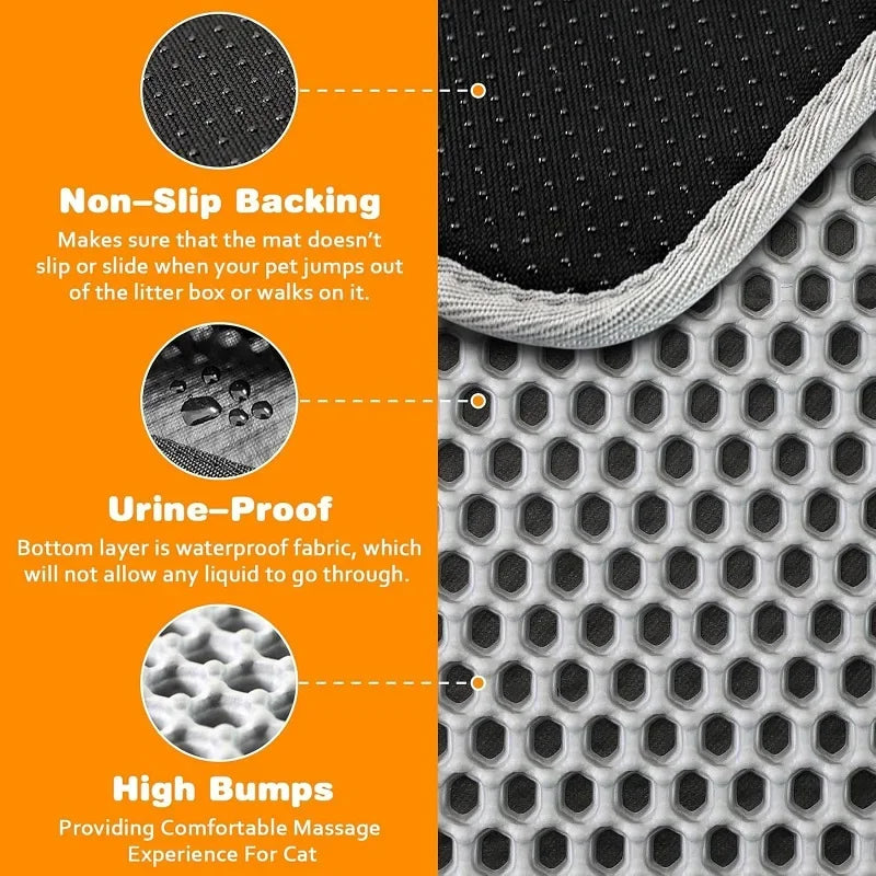 Double-Layer Waterproof Cat Litter Mat – Non-Slip, Washable Floor Protector for Pets
