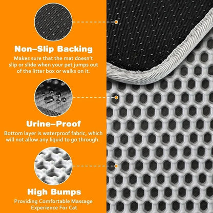 Double-Layer Waterproof Cat Litter Mat – Non-Slip, Washable Floor Protector for Pets