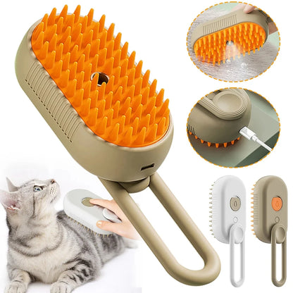 Electric Steam Pet Grooming Brush – Hair Remover for Dogs & Cats with Glove Accessory