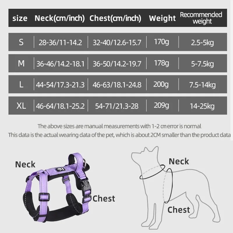 Reflective Dog Harness with Handle – Adjustable Vest for Easy Control, Ideal for Small & Medium Dogs