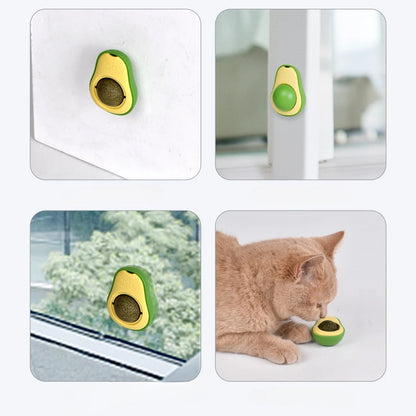 Natural Catnip Wall Ball Toy – Rotating Dental Cleaning & Scratching Toy for Cats