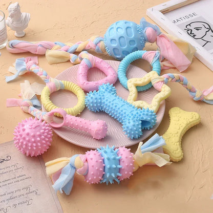 TPR Knot Chew Toy for Small Dogs – Durable Bite-Resistant Dental Cleaning & Training Toy
