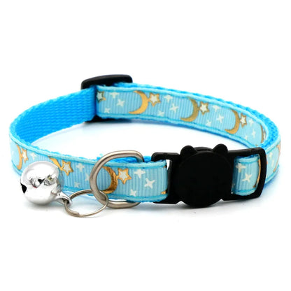 Adjustable Cat Collar with Bell – Cute Star & Moon Design for Cats & Kittens