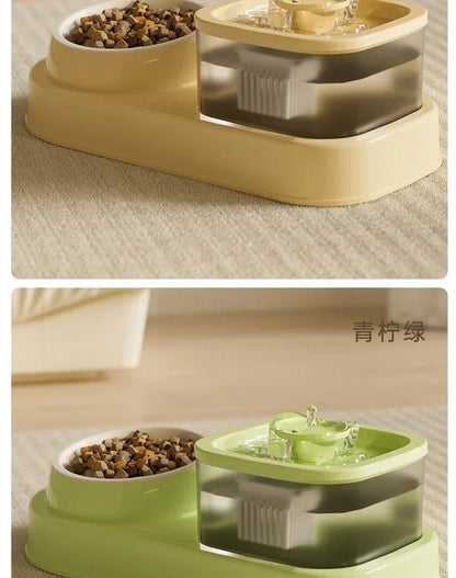 2-in-1 Automatic Pet Water Fountain – USB Powered, Quiet Filtered Drinking Bowl for Cats
