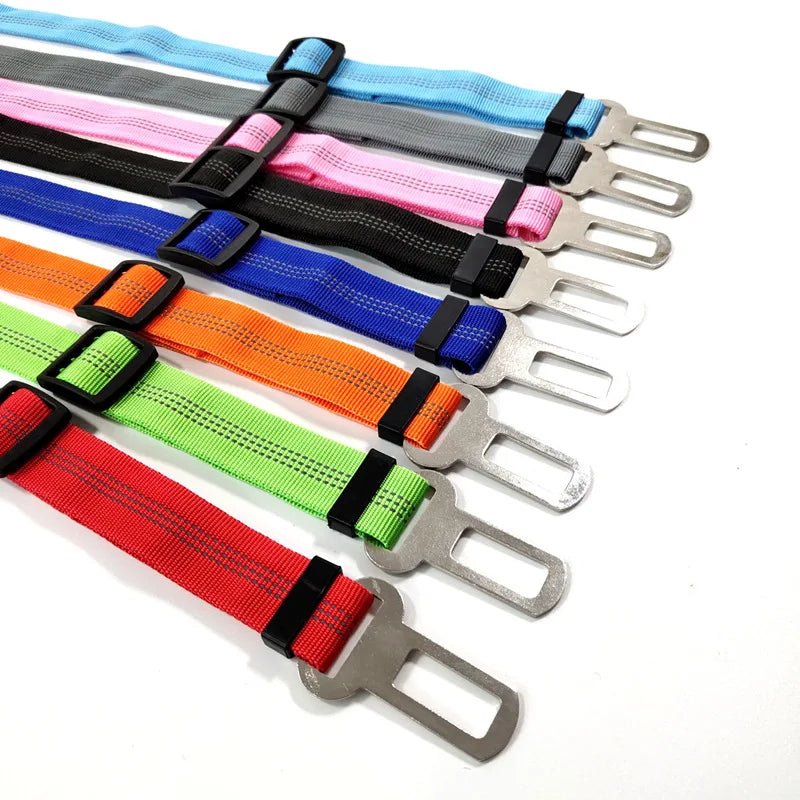 Adjustable Reflective Dog Car Seat Belt Harness – Elastic Shock-Absorbing Travel Safety Strap