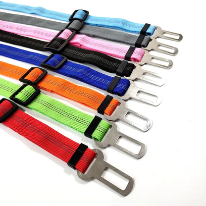 Adjustable Reflective Dog Car Seat Belt Harness – Elastic Shock-Absorbing Travel Safety Strap