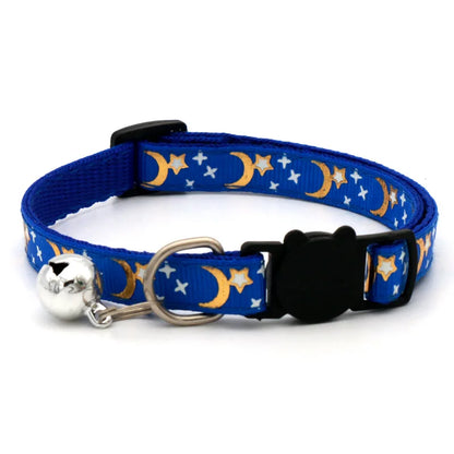 Adjustable Cat Collar with Bell – Cute Star & Moon Design for Cats & Kittens