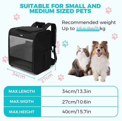 Dogat Pet Backpack XL Breathable Cat/dogs Transporter Up To 10Kg Mesh Window Foldable