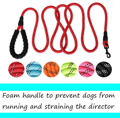 Heavy-Duty Reflective Dog Leash 150/200/300cm – Strong Anti-Pull Lead for Small & Large Dogs
