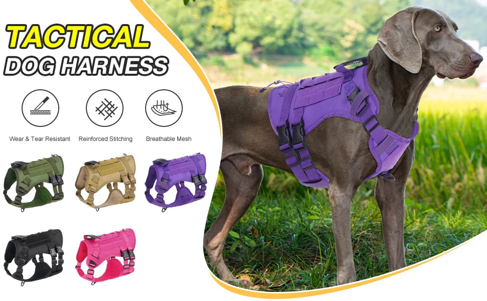 Tactical Dog Harness for Large Dogs – Heavy-Duty Anti-Slip Outdoor Walking Vest