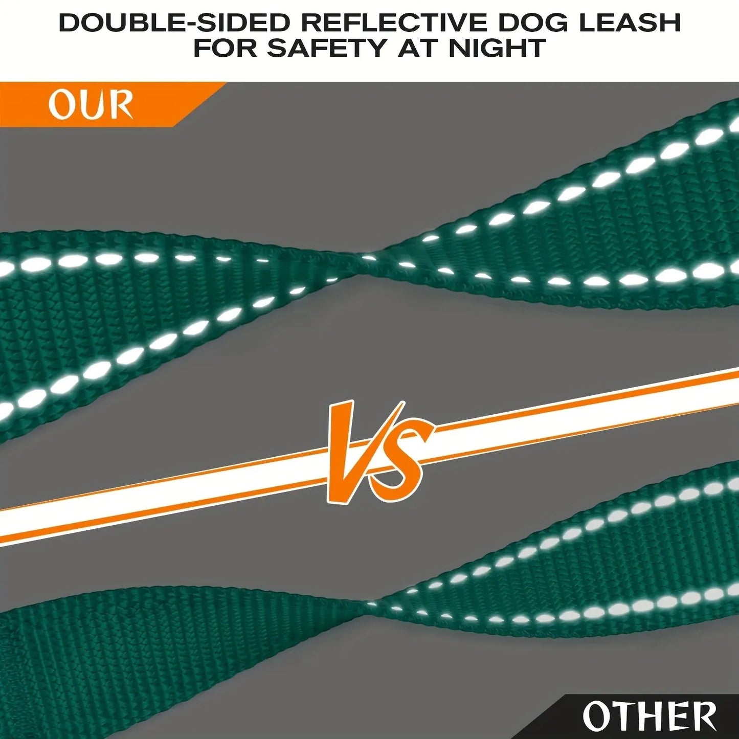 Dual Handle Reflective Dog Leash – Heavy-Duty Safety Lead for Medium & Large Dogs