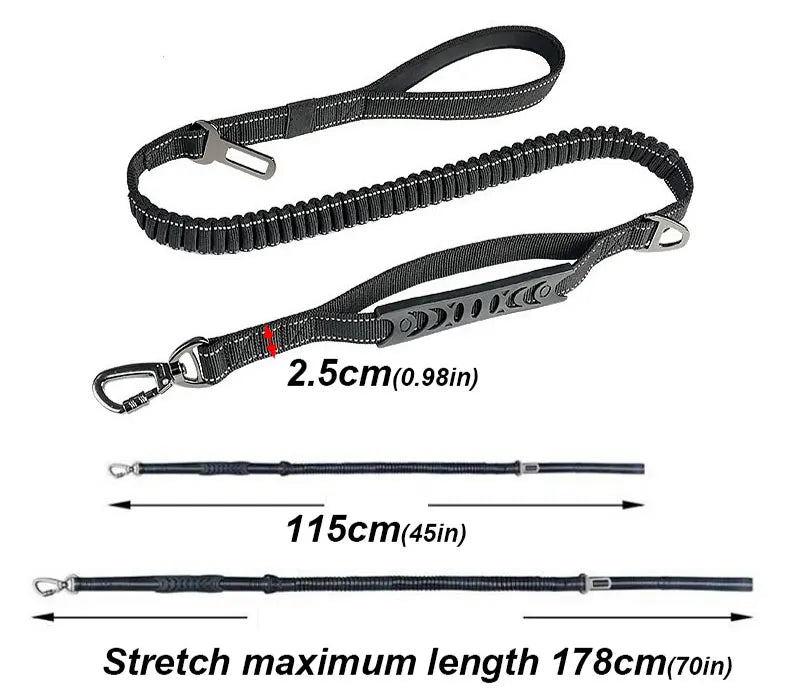 Multifunction Retractable Dog Leash – Reflective Nylon Lead with Car Safety Buckle