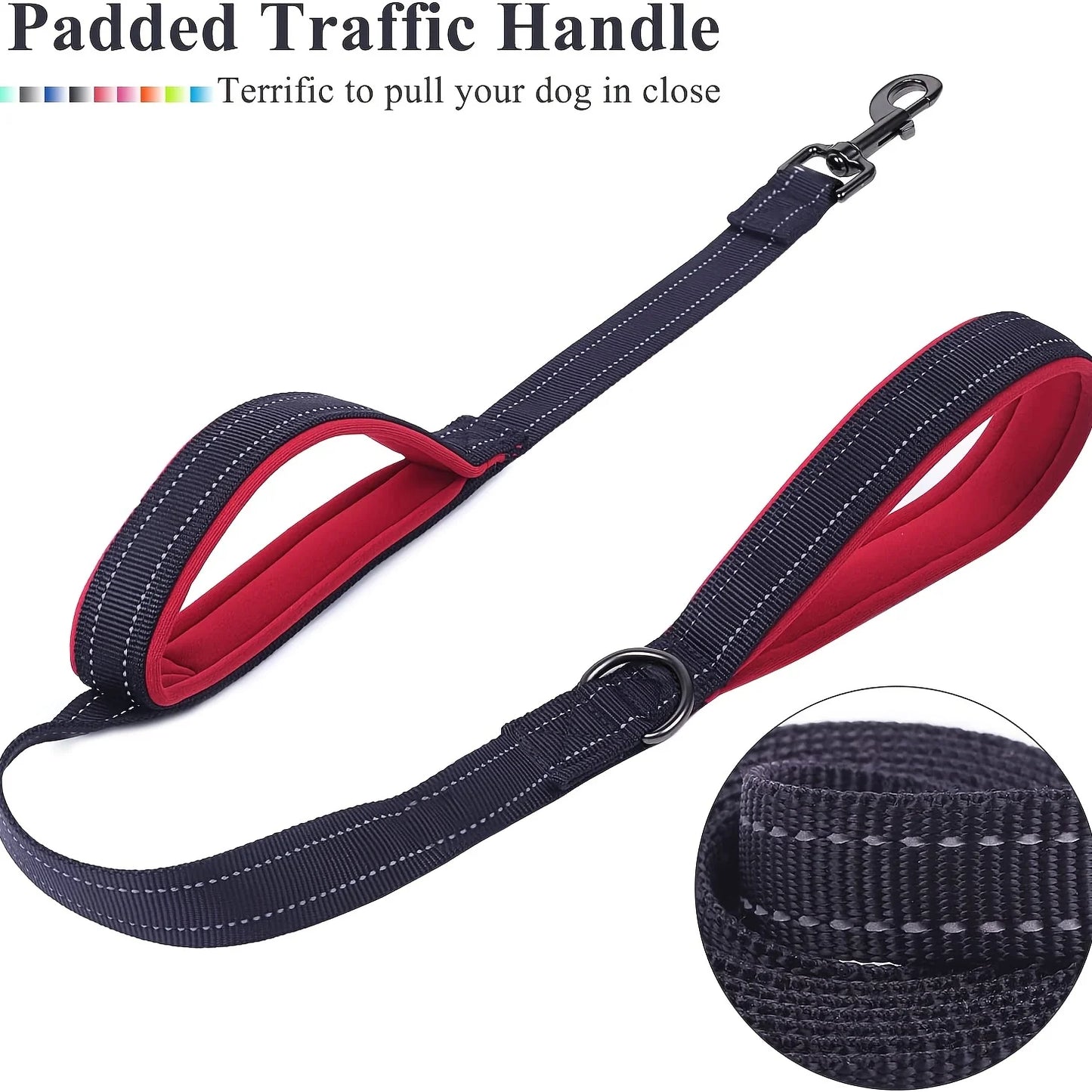 Dual Handle Reflective Dog Leash – Heavy-Duty Safety Lead for Medium & Large Dogs