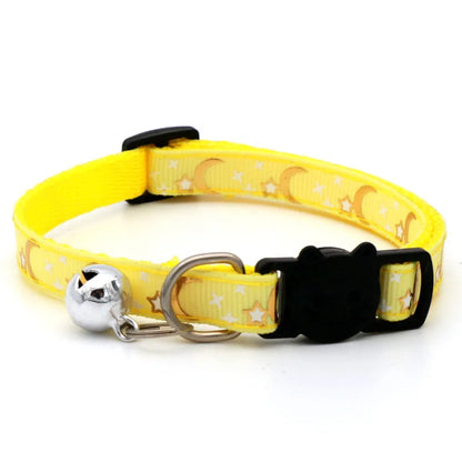 Adjustable Cat Collar with Bell – Cute Star & Moon Design for Cats & Kittens