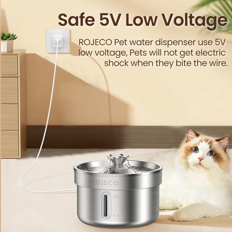 Stainless Steel Automatic Pet Water Fountain for Cats and Dogs, Smart Drinking Water Dispenser for Pets