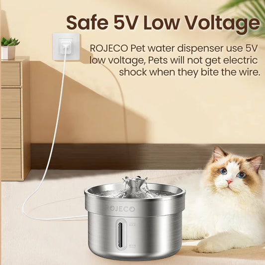 Stainless Steel Automatic Pet Water Fountain for Cats and Dogs, Smart Drinking Water Dispenser for Pets