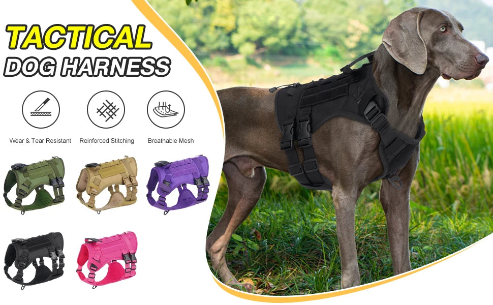 Tactical Dog Harness for Large Dogs – Heavy-Duty Anti-Slip Outdoor Walking Vest