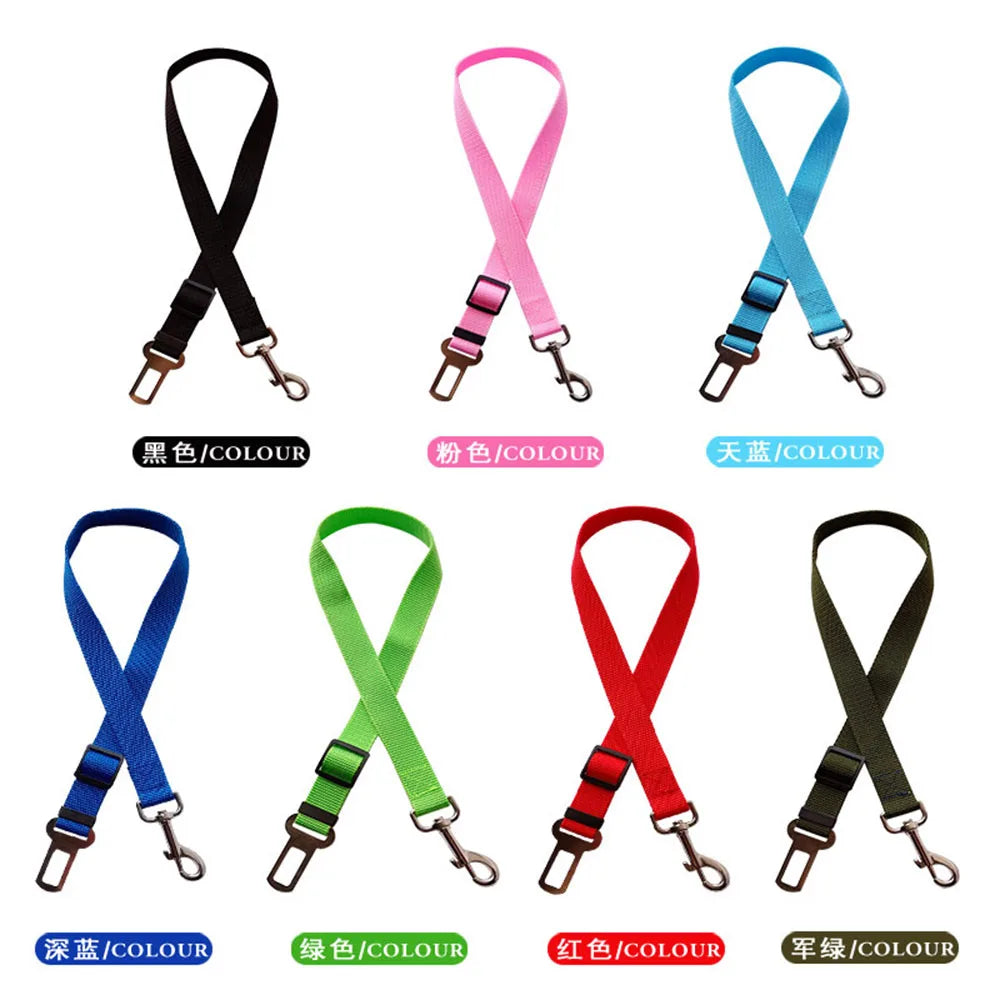 Adjustable Reflective Dog Car Seat Belt Harness – Elastic Shock-Absorbing Travel Safety Strap