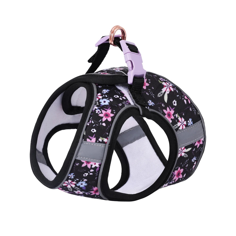 Adjustable Dog & Cat Harness Set – Soft Vest with Leash, Cute Design for Small Pets