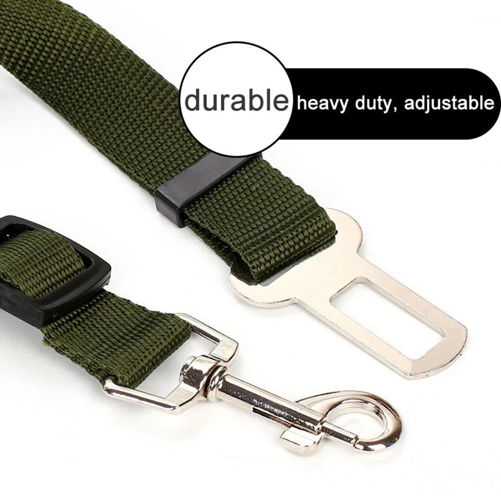 Adjustable Reflective Dog Car Seat Belt Harness – Elastic Shock-Absorbing Travel Safety Strap