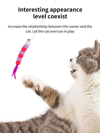 Interactive Cat Wand Toy – Elastic Fur Teaser Stick for Fun Play