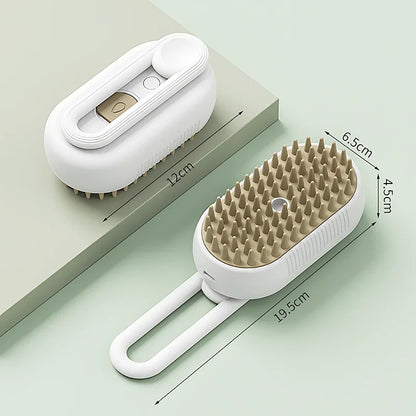 Electric Steam Pet Grooming Brush – Hair Remover for Dogs & Cats with Glove Accessory