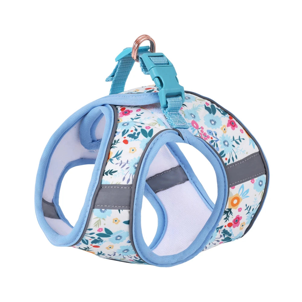 Adjustable Dog & Cat Harness Set – Soft Vest with Leash, Cute Design for Small Pets