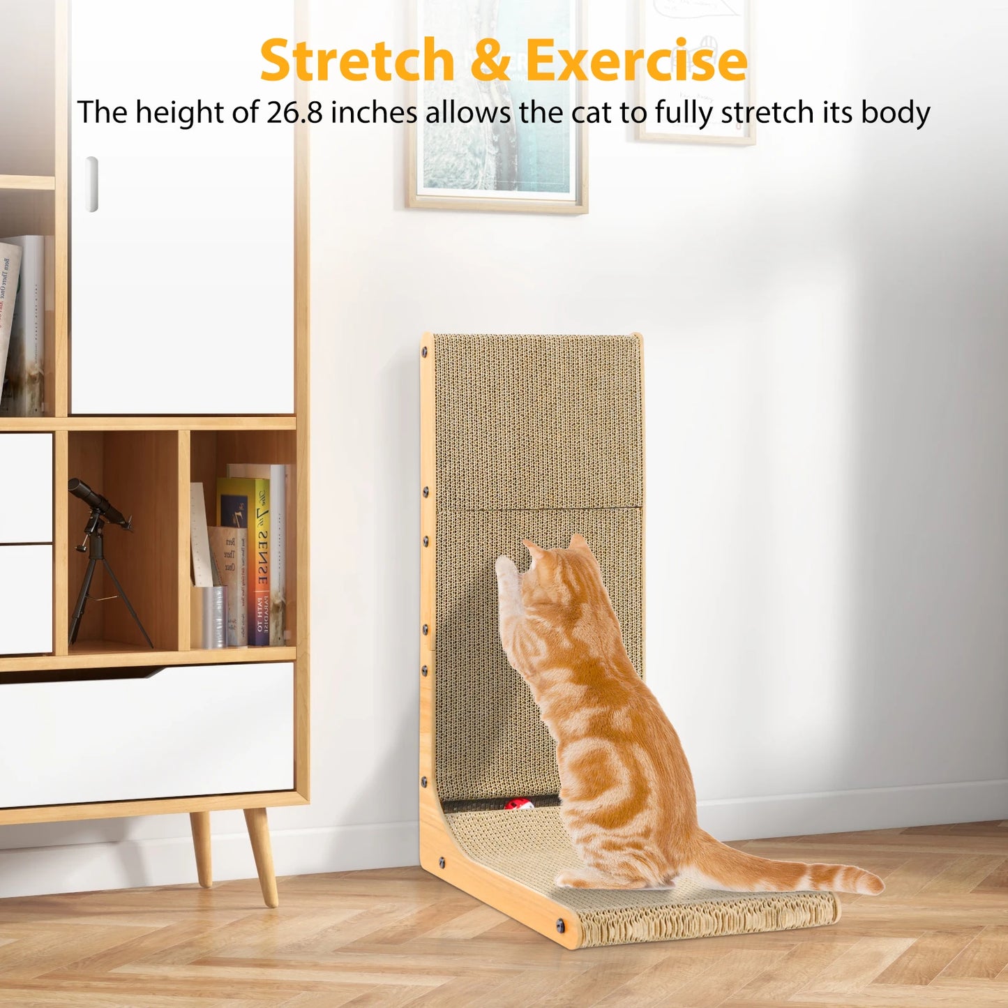 Cat Scratch Board Wall Mounted Mounted Vertical Scratching Board L Shaped Cat Cardboard Scratcher Cat Scratcher Bed with Kitten