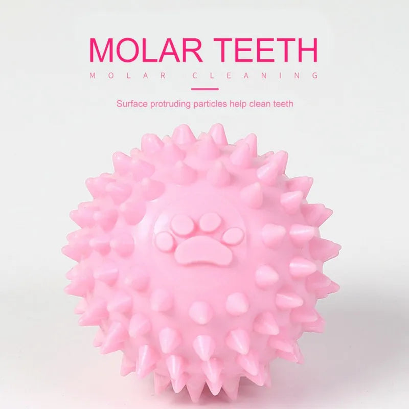 Interactive Rubber Ball Chew Toy – Durable Dental Cleaning Toy for Small Dogs & Cats