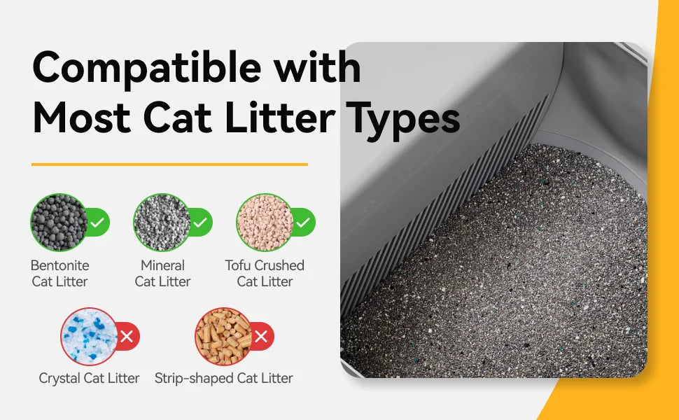 Self-cleaning cat litter box with an open design, advanced safety sensors, and extra-large capacity for multi-cat households. Practical, hassle-free, and ideal for easy daily cleaning.