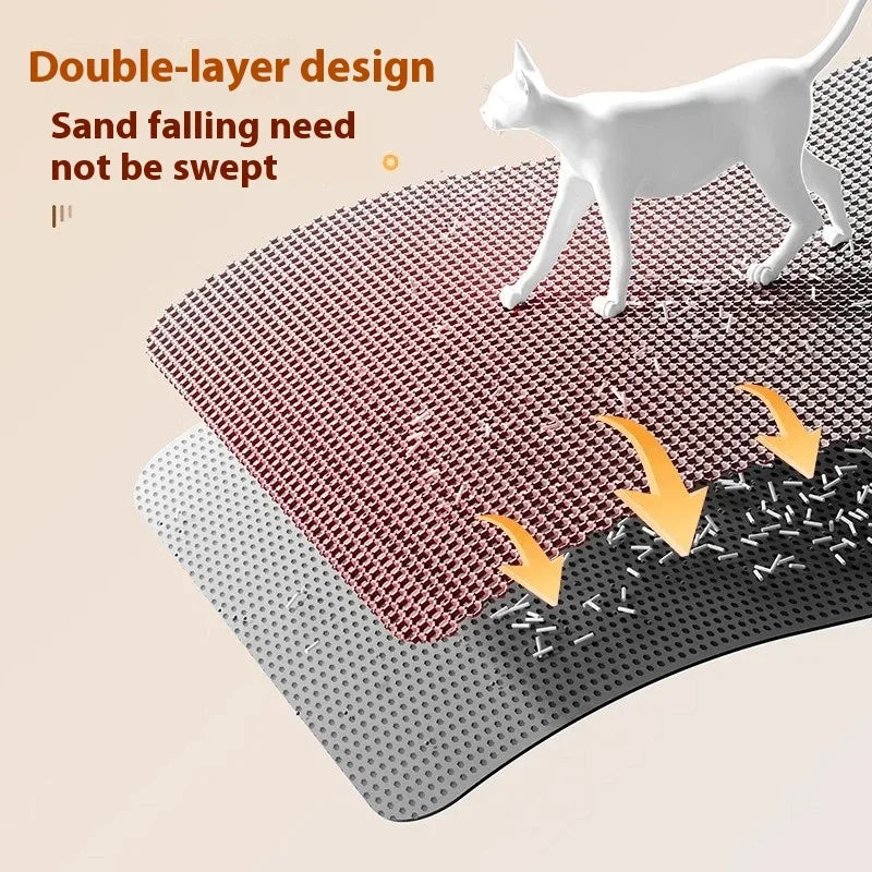 Double-Layer Waterproof Cat Litter Mat – Non-Slip, Washable Floor Protector for Pets