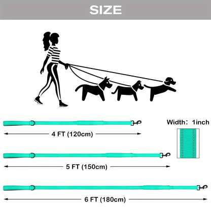 Dual Handle Reflective Dog Leash – Heavy-Duty Safety Lead for Medium & Large Dogs
