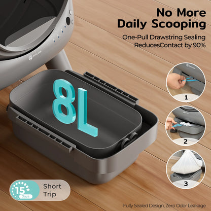 Amicura Cura X1 Smart Automatic Self-Cleaning Cat Litter Box with App Control and Splash-Proof Large-Capacity Design