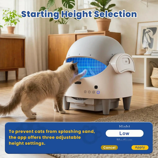 Electric Cat Litter Tray Self-Cleaning Open Cat Litter Tray, Automatic Cat Litter Tray with Odour Control, App & Safety Sensor
