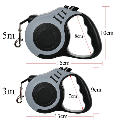 3m/5m Retractable Dog Leash – Durable Nylon Lead for Small, Medium & Large Dogs & Cats