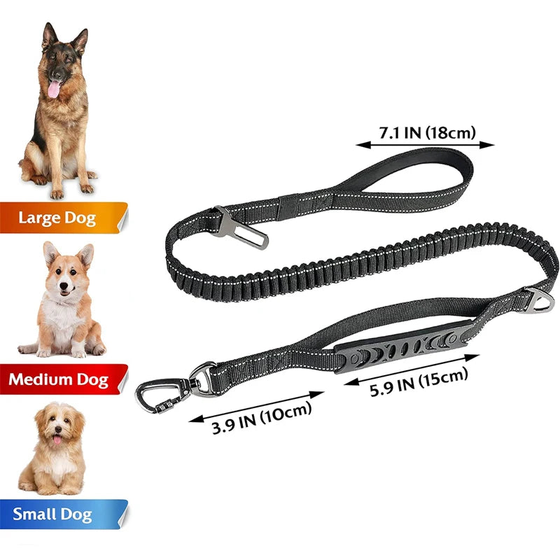 Multifunction Retractable Dog Leash – Reflective Nylon Lead with Car Safety Buckle