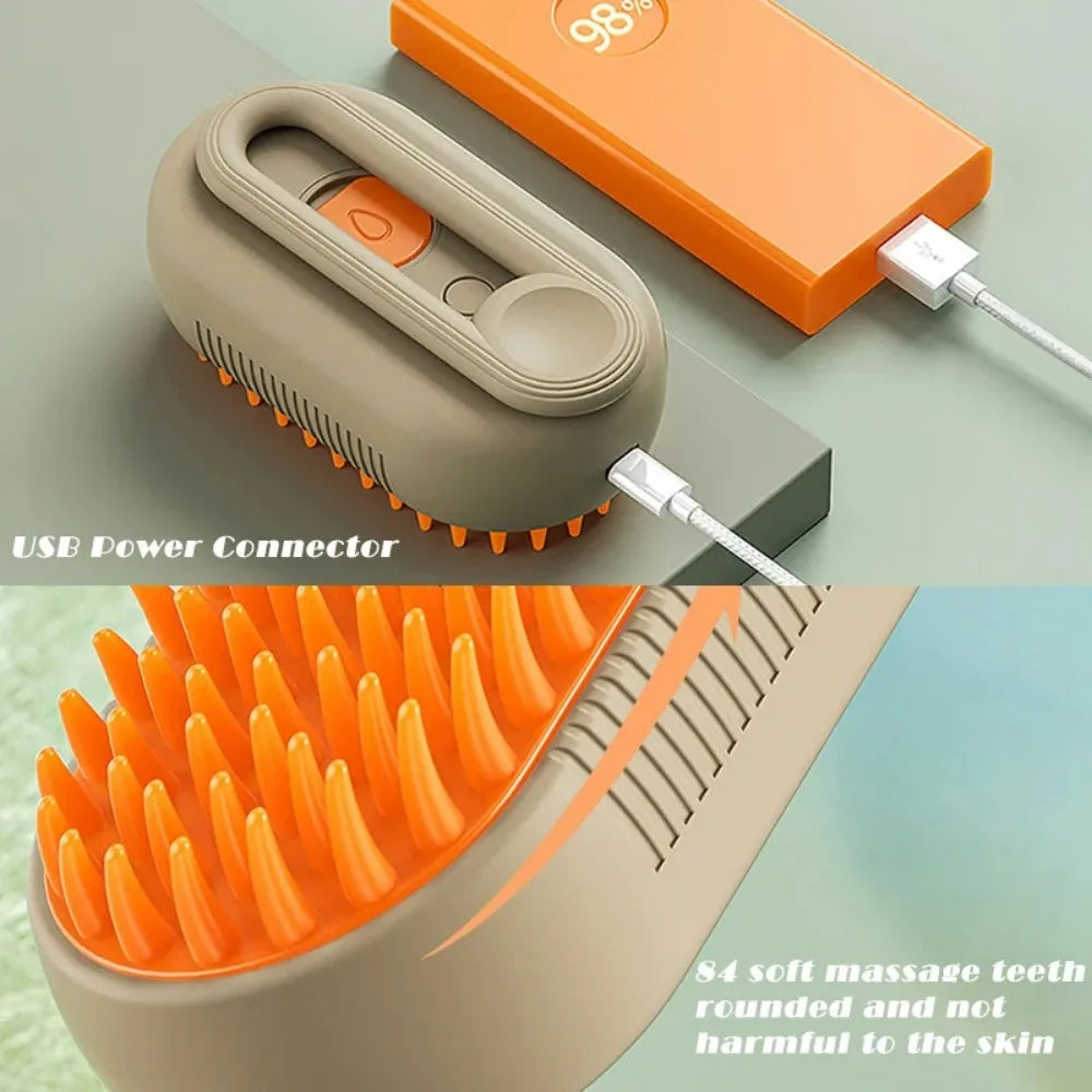 3-in-1 Electric Steam Pet Grooming Brush – Spray Massage Comb for Dogs & Cats