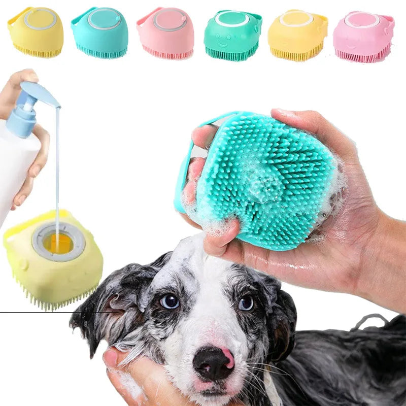 Silicone Pet Bath & Grooming Gloves – Soft Massage Brush for Dogs & Cats