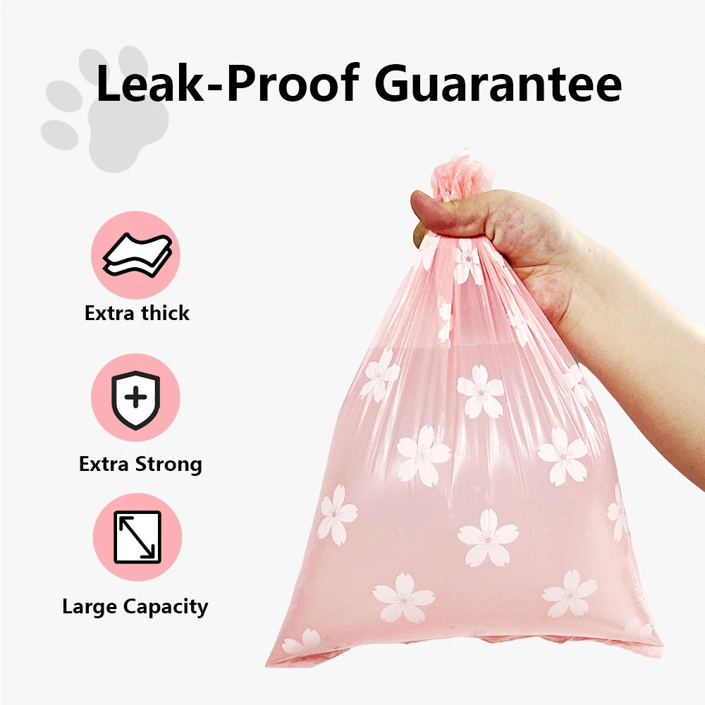 Eco-Friendly Dog Poop Bags with Dispenser – Thick, Leakproof & Floral Scented