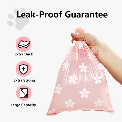Eco-Friendly Dog Poop Bags with Dispenser – Thick, Leakproof & Floral Scented