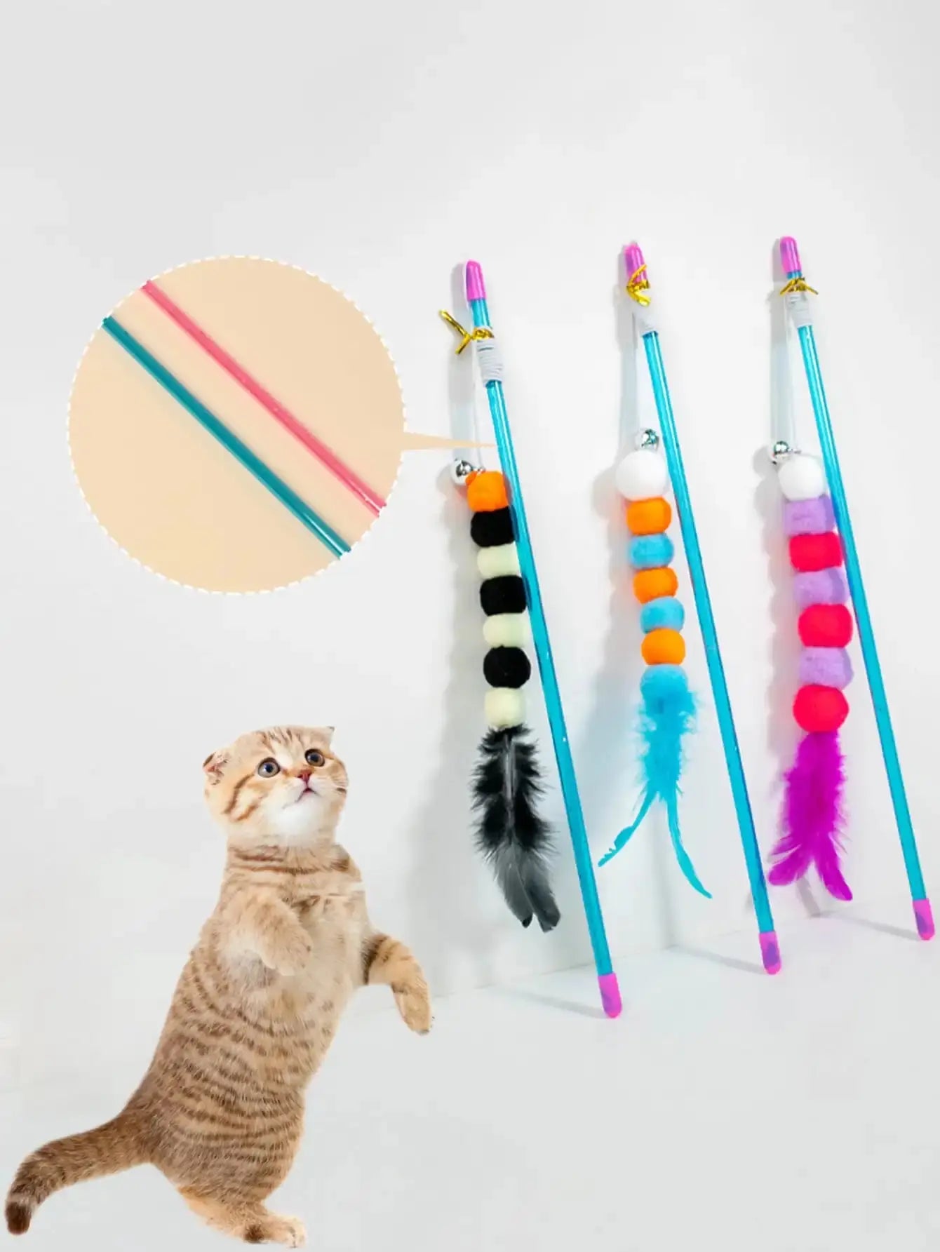 Interactive Cat Wand Toy – Elastic Fur Teaser Stick for Fun Play