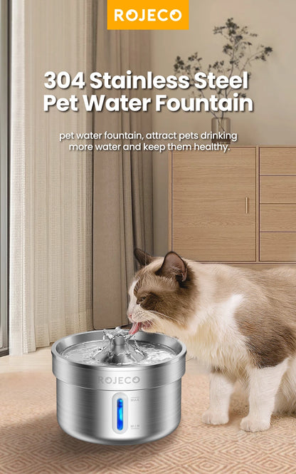 Stainless Steel Automatic Pet Water Fountain for Cats and Dogs, Smart Drinking Water Dispenser for Pets