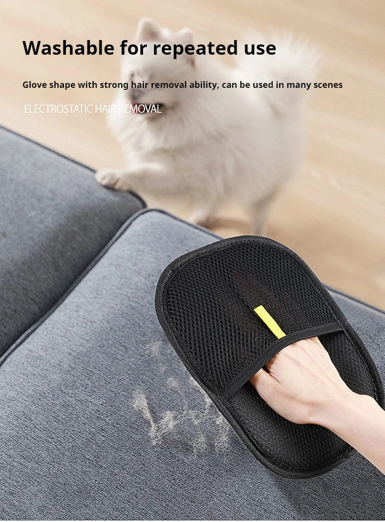 Reusable Pet Hair Remover Gloves – Electrostatic Grooming Brush for Dogs & Cats, Ideal for Clothes & Furniture