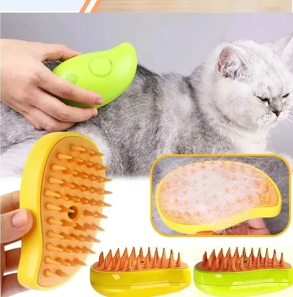 3-in-1 Electric Steam Pet Grooming Brush – Spray Massage Comb for Dogs & Cats